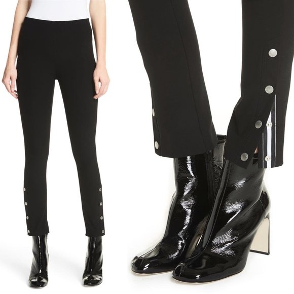 rag & bone Simone Snap Button Straight Black Pants